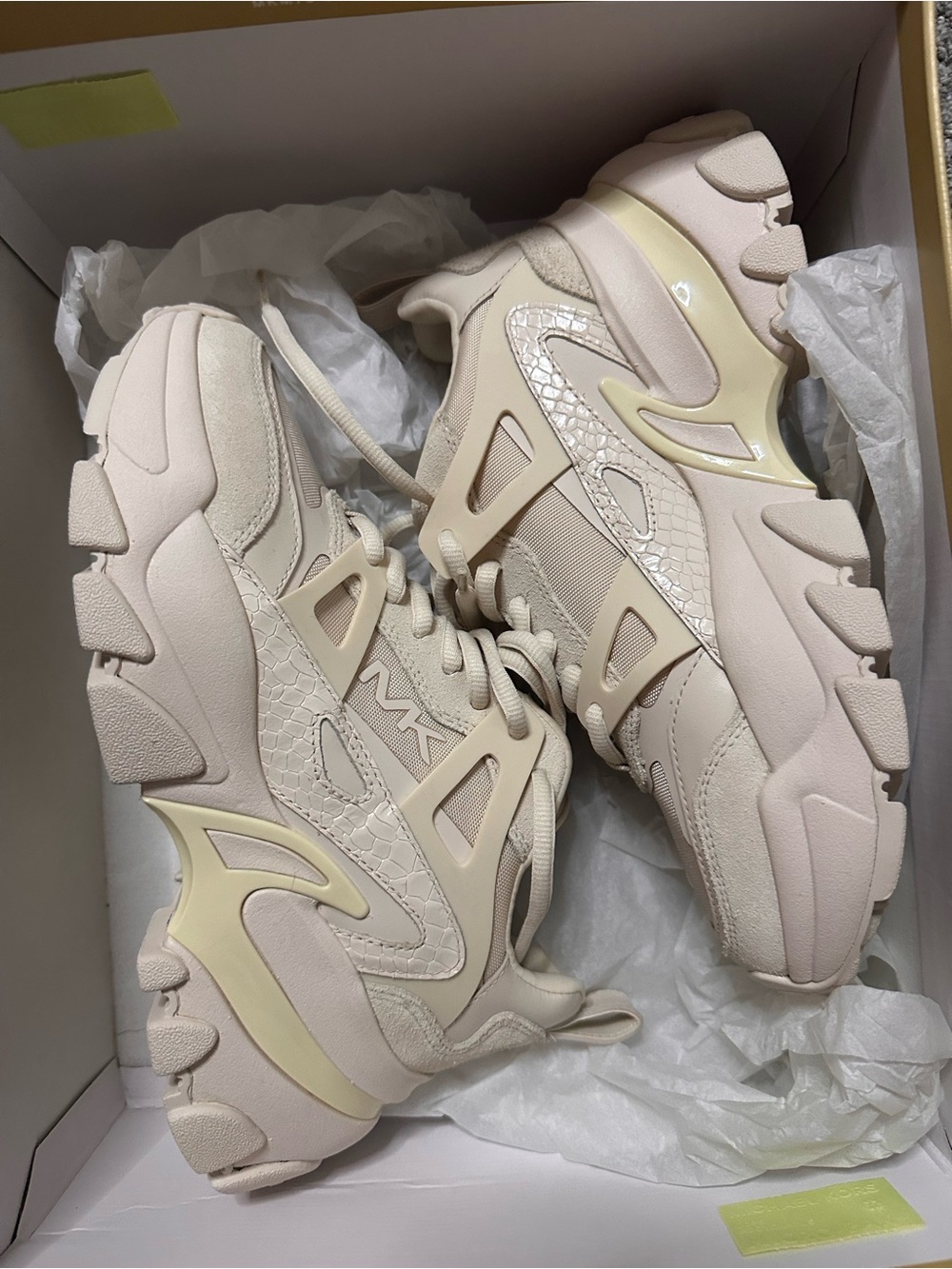 Michael Kors Beige Cream Platform Nick Trainers - Picture 3 of 9